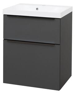 Mereo Mereo, Mailo, kúpeľňová skrinka s umývadlom z liateho mramoru 61 cm, čierne madlo, MER-CN530MB
