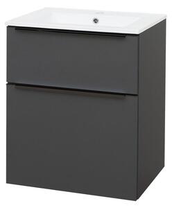 Mereo Mereo, Mailo, kúpeľňová skrinka s keramickým umývadlom 61 cm, čierne madlo, MER-CN530B