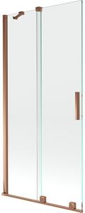 Mexen Velar, 2-krídlová posuvná vaňová zástena 90 x 150 cm, 8mm číre sklo, ružové zlato, 896-090-000-01-60