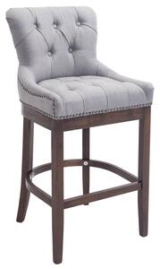 Barová stolička Buckingham látka, drevené nohy tmavá antik Farba Svetlo sivá