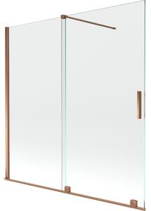Mexen Velar, 2-krídlová posuvná vaňová zástena 160 x 150 cm, 8mm číre sklo, ružové zlato, 896-160-000-01-60