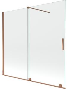 Mexen Velar, 2-krídlová posuvná vaňová zástena 170 x 150 cm, 8mm číre sklo, ružové zlato, 896-170-000-01-60