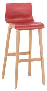 Barová stolička Hoover ~ plast, drevené nohy natur Farba Červená