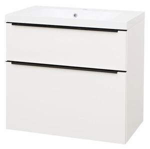 Mereo Mereo, Mailo, kúpeľňová skrinka s umývadlom z liateho mramoru 81 cm, čierne madlo, MER-CN541MB