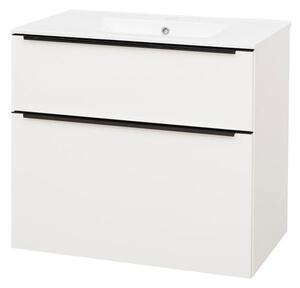 Mereo Mereo, Mailo, kúpeľňová skrinka s keramickým umývadlom 81 cm, čierne madlo, MER-CN541B