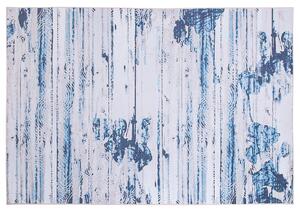 Koberec modrý a béžový z polyesteru 140 x 200 cm abstraktný vzor pogumovaná spodná vrstva
