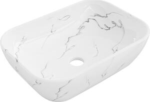 Mexen Rita, umývadlo na dosku 455x325x135 mm, biela-imitácia bieleho kameňa, 21084583