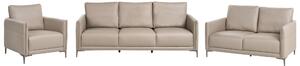 6-miestna sedacia súprava sivobéžové látkové čalúnenie s kovovými nohami minimalistický mid-century modern štýl obývacia izba