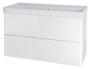 Mereo, Mereo Siena, kúpeľňová skrinka s keramickým umývadlom 101 cm, biela lesk, MER-CN4121