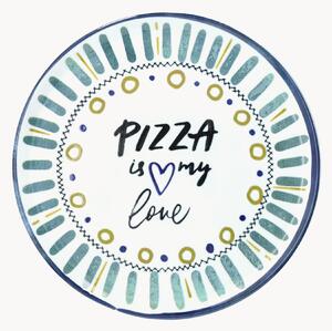 Porcelánový tanier na pizzu Pizza Is My Love, 6 ks