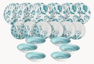 Porcelánová súprava riadu Madison Coralie Teal, 6 osôb, 18 ks