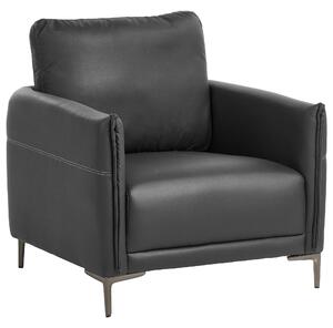 Kreslo čierne látkové čalúnenie s kovovými nohami minimalistický mid-century modern štýl obývacia izba
