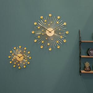 KARLSSON Nástenné hodiny Sunburst – veľké zlaté krištály ∅ 50 cm