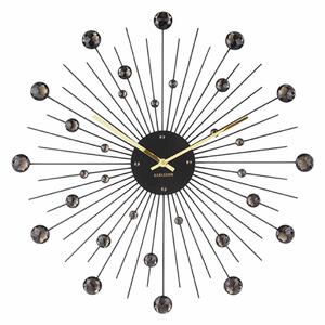 KARLSSON Nástenné hodiny Sunburst – veľké čierne krištály ∅ 50 cm