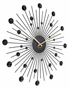 KARLSSON Nástenné hodiny Sunburst – veľké čierne krištály ∅ 50 cm