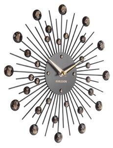KARLSSON Nástenné hodiny Sunburst – stredné čierne krištály ∅ 30 cm