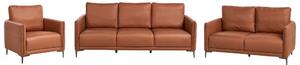 6-miestna sedacia súprava zlatohnedé látkové čalúnenie s kovovými nohami minimalistický mid-century modern štýl obývacia izba