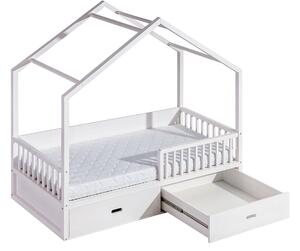 Detská posteľ Winter v tvare domčeka, biela borovica