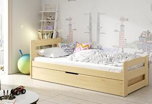 Detská posteľ ERNIE P1, prírodná, 90x200 cm + matrac + rošt ZADARMO