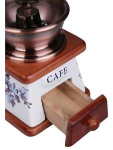 Ručný retro mlynček na kávu drevo + keramika