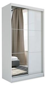 Skriňa s posuvnými dverami a zrkadlom VIVIANA, biela, 150x216x61