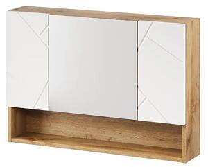 Szynaka Závěsná koupelnová skříňka se zrcadlem Mazi 58 80 cm dub Wotan/bílá