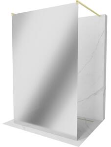 Mexen Kioto, sprchová zástena Walk-In 100 x 200 cm, 8mm sklo vzor zrkadlo, zlatý matný profil, 800-100-002-55-50