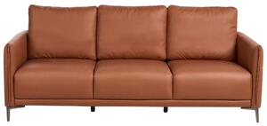 3-miestna pohovka zlatohnedé látkové čalúnenie s kovovými nohami minimalistický mid-century modern štýl obývacia izba