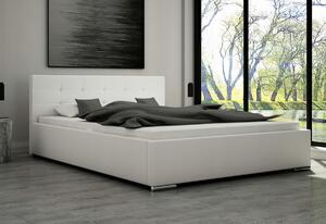 Čalúnená posteľ OLIVER, 160x200, biela ekokoža