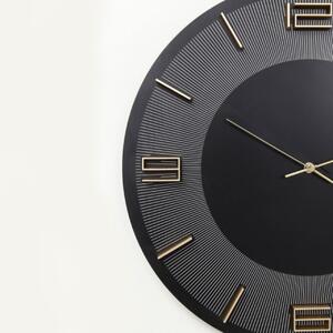 KARE DESIGN Nástenné hodiny Leonardo – čierno-zlatá 48,5 × 48,5 × 4,5 cm