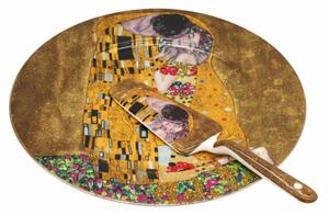 Servírovací tanier s lopatkou Gustáv Klimt Bozk 27cm, hnedý