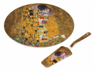 Servírovací tanier s lopatkou Gustáv Klimt Bozk 27cm, hnedý