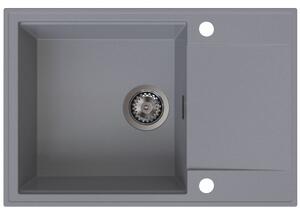 Sink Quality Sink55, kuchynský granitový drez 680x460x215 mm + grafitový sifón, šedá, SKQ-SINK.D.1KDO.XB