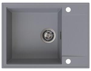 Sink Quality Sink55, kuchynský granitový drez 620x460x215 mm + grafitový sifón, šedá, SKQ-SINK.D.1KKO.XB