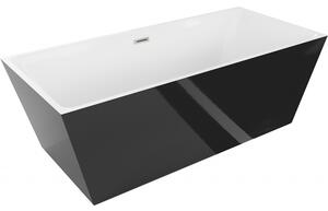 Mexen Lita, voľne stojaca vaňa 170 x 75 cm, biela-čierna, brúsená oceľ prepad, 52121707575-97