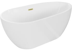 Mexen Eos, voľne stojaca vaňa 150 x 75 cm, biela, zlatý matný prepad, 52471507500-55