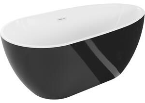 Mexen Eos, voľne stojaca vaňa 150 x 75 cm, biela-čierna, biely prepad, 52471507575-20