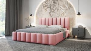 Elegantná čalúnená posteľ 140x200 MADALENA s úložným priestorom - ružová