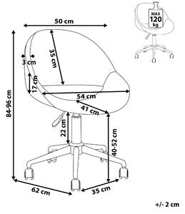 Kancelárska stolička na kolieskach sivá zamatová otočná výškovo nastaviteľná