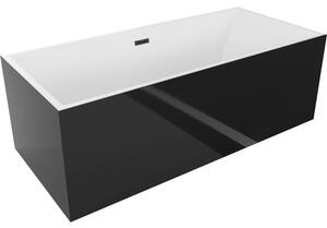 Mexen Vigo, voľne stojaca vaňa 178,5 x 80 cm, biela-čierna, čierny matný prepad, 51251788075-70
