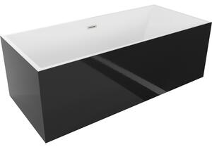 Mexen Vigo, voľne stojaca vaňa 178,5 x 80 cm, biela-čierna, brúsená oceľ prepad, 51251788075-97