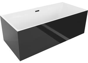 Mexen Nita, voľne stojaca vaňa 170 x 80 cm, biela-čierna, čierny matný prepad, 52091708075-70