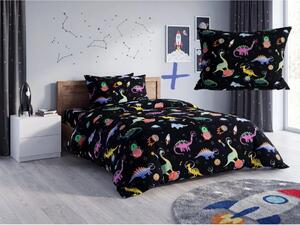 Sada detských obliečok z mikrovlákna DINO SPACE farebné + obliečka na vankúš 50 x 70 cm ZDARMA