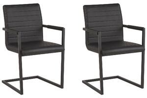 Sada 2 konzolových stoličiek z čiernej umelej kože čalúnené moderné retro stoličky do jedálne v konferenčnej miestnosti