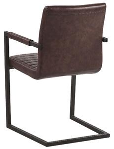 Sada 2 konzolových stoličiek z hnedej umelej kože čalúnené moderné retro stoličky do jedálne v konferenčnej miestnosti