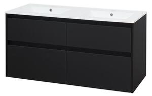 Mereo Mereo, Opto, kúpeľňová skrinka s keramickým umývadlom 121 cm, čierna matná, MER-CN943
