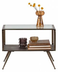 Medený Kovový stolík s presklenou doskou Fancy 46 × 60 × 50 cm BEPUREHOME