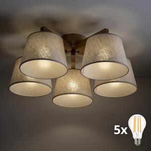 BRILAGI - LED Prisadený luster LATTE SABIA 5xE27/15W/230V borovica/krémová