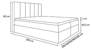 Čalúnená posteľ VIOLETA + topper, 200x200, inari 22/čierna eko