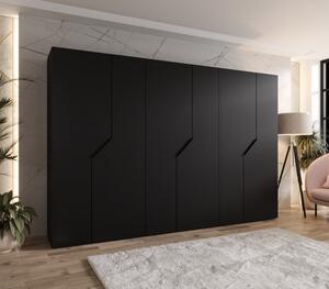 Široká šatníková skriňa 300 cm ELIRA 1 - čierna / čierne úchyty